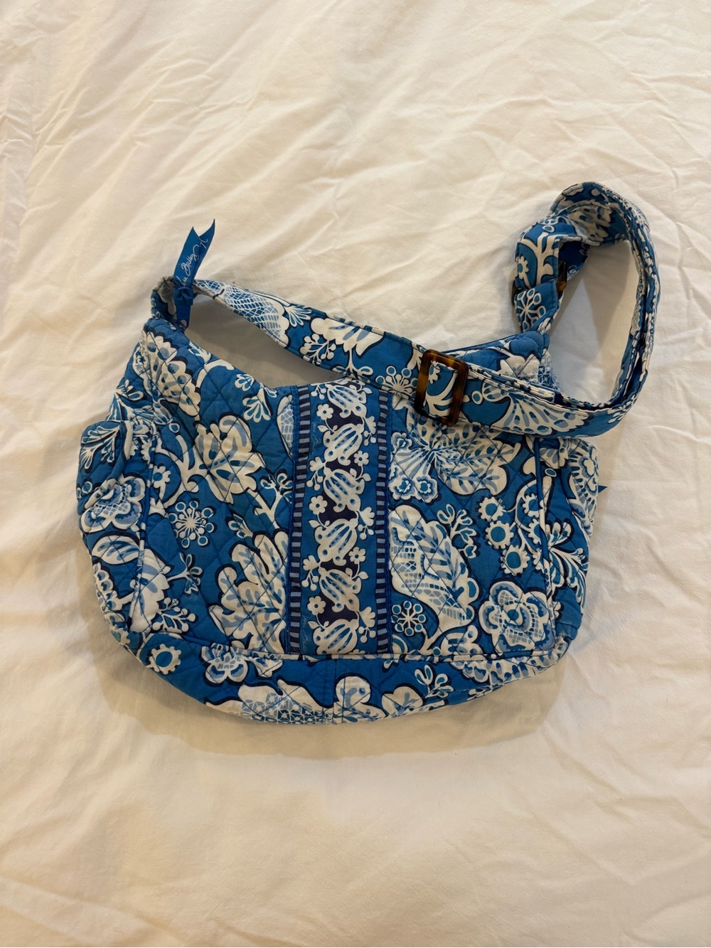 Rare Vera Bradley Blue Floral Quilted Crossbody Bag